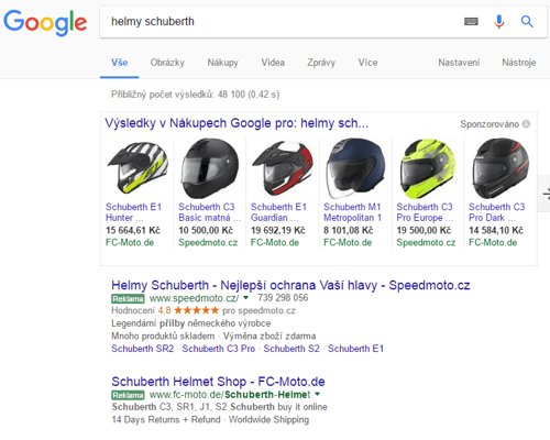 Vyhledávače Google, Seznam